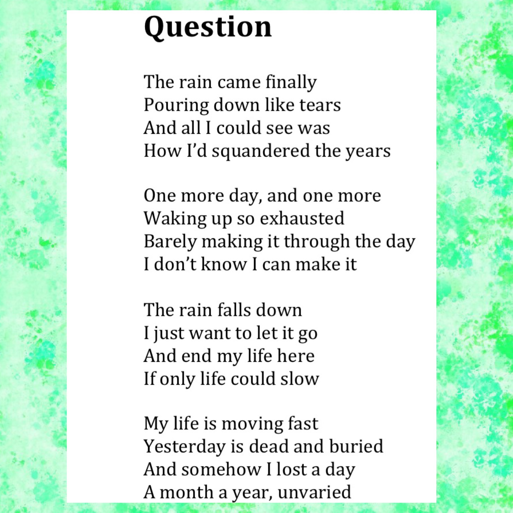 Question – Spookychild’s writings